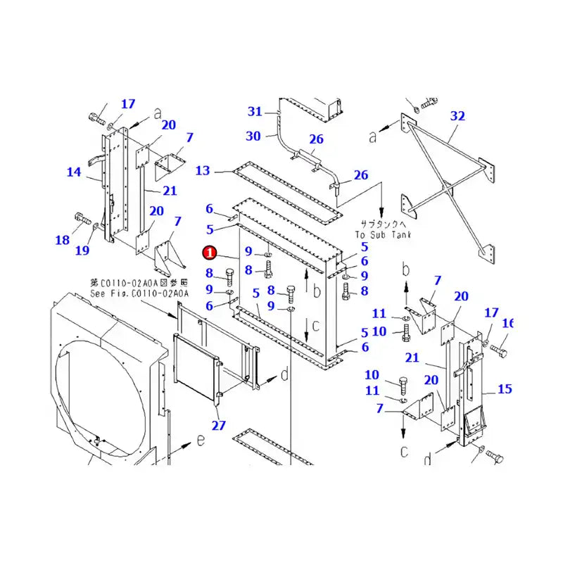 Water Tank Engine Radiator Core ASSY 426-03-11122 For Komatsu Wheel Loader WA600-1 WD600-1 568