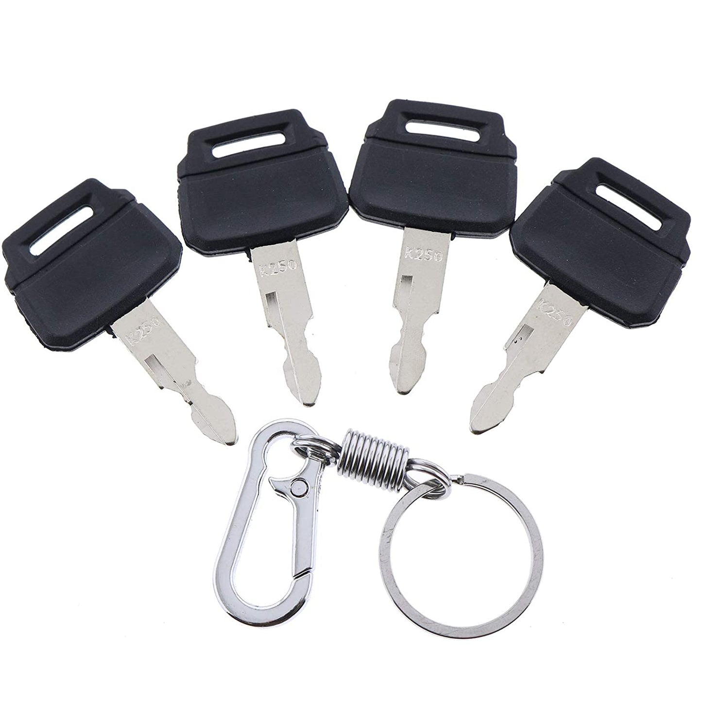 4X Heavy Equipment Ignition Keys #K250 2420WL2420 with Key Chain Compatible with Kobelco New Holland Case Yutani Excavators Kawasaki Loader