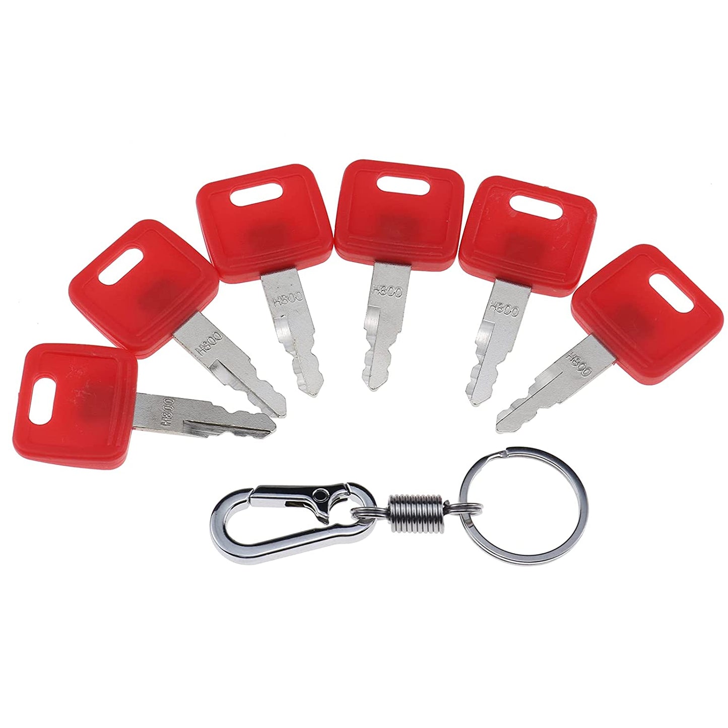 Ignition Keys with Key Chain #H800 Compatible with John Deere Excavator Case Dozer Fiat Hitachi New Holland AT194969 AT147803 4286465