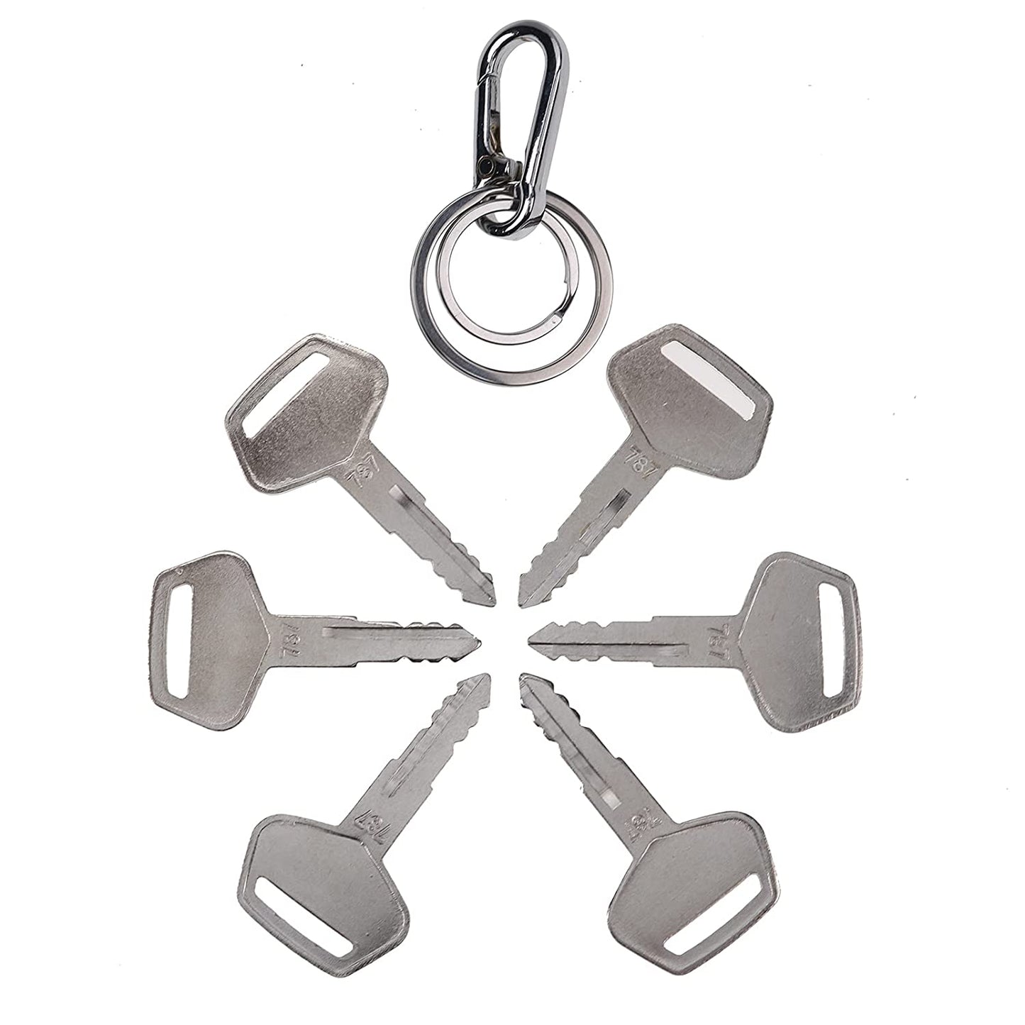6X Ignition Keys #787 with Key Chain TR261434 Compatible with Komatsu Excavator Dozer Loader Kalmar Dressta Sakai Models 2019