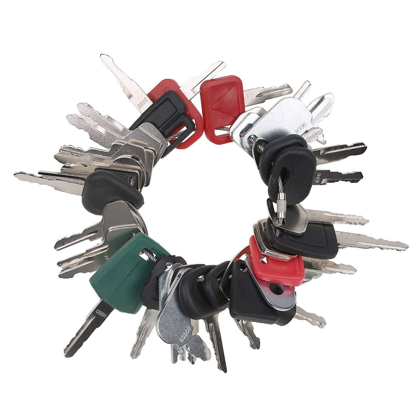 35 Ignition Key Set Equipment with Ring for Bobcat Case CAT John Deere JD Komatsu JCB Cat Ferguson New Holland Mitsubishi and More