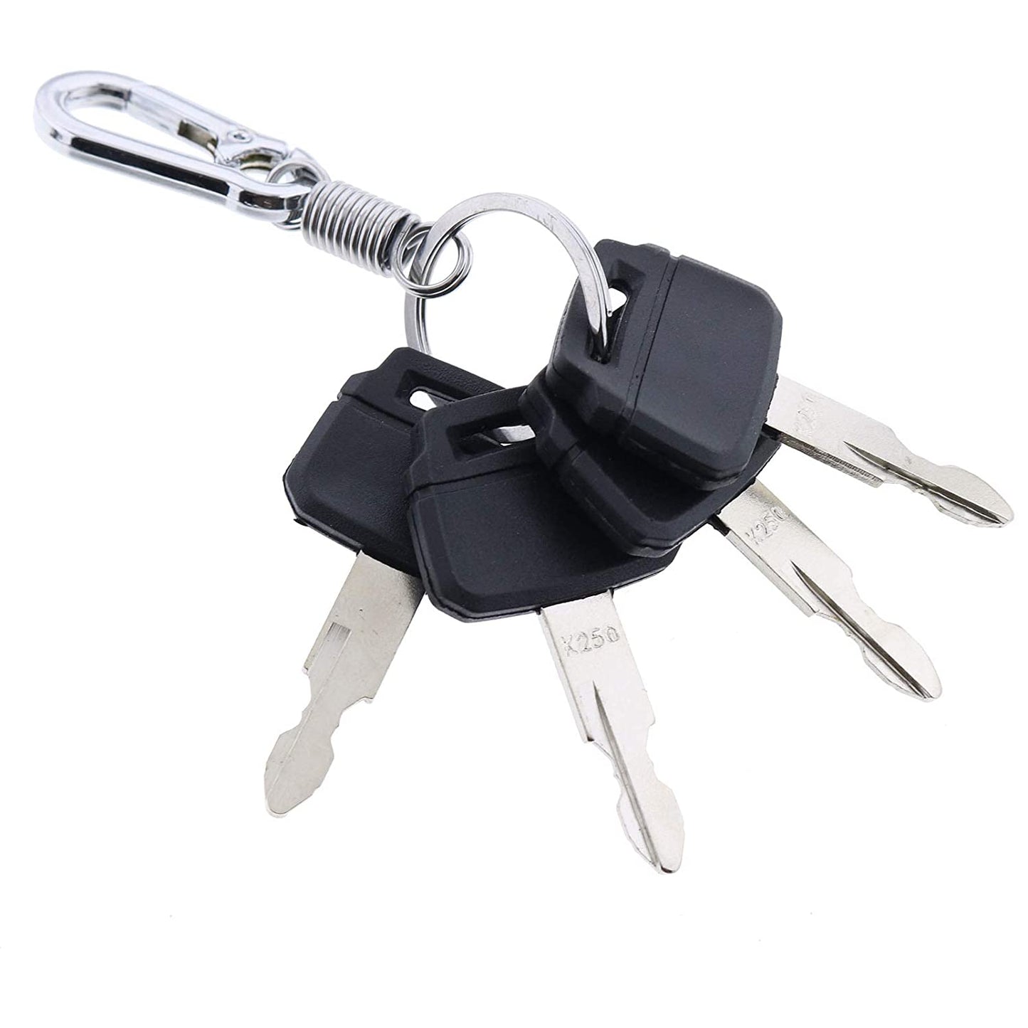 4X Heavy Equipment Ignition Keys #K250 2420WL2420 with Key Chain Compatible with Kobelco New Holland Case Yutani Excavators Kawasaki Loader