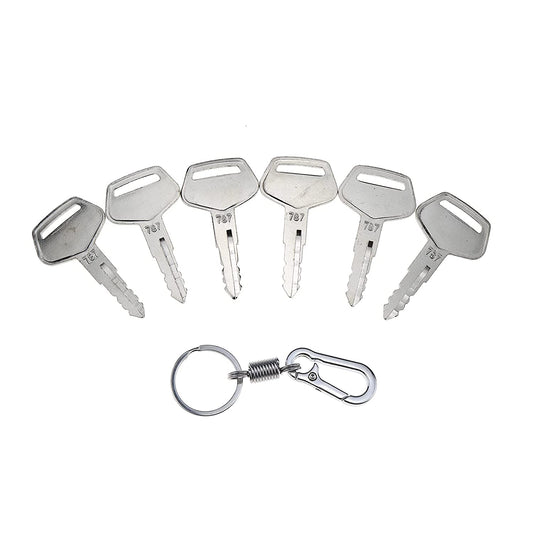 6X Ignition Keys #787 with Key Chain TR261434 Compatible with Komatsu Excavator Dozer Loader Kalmar Dressta Sakai Models 2019