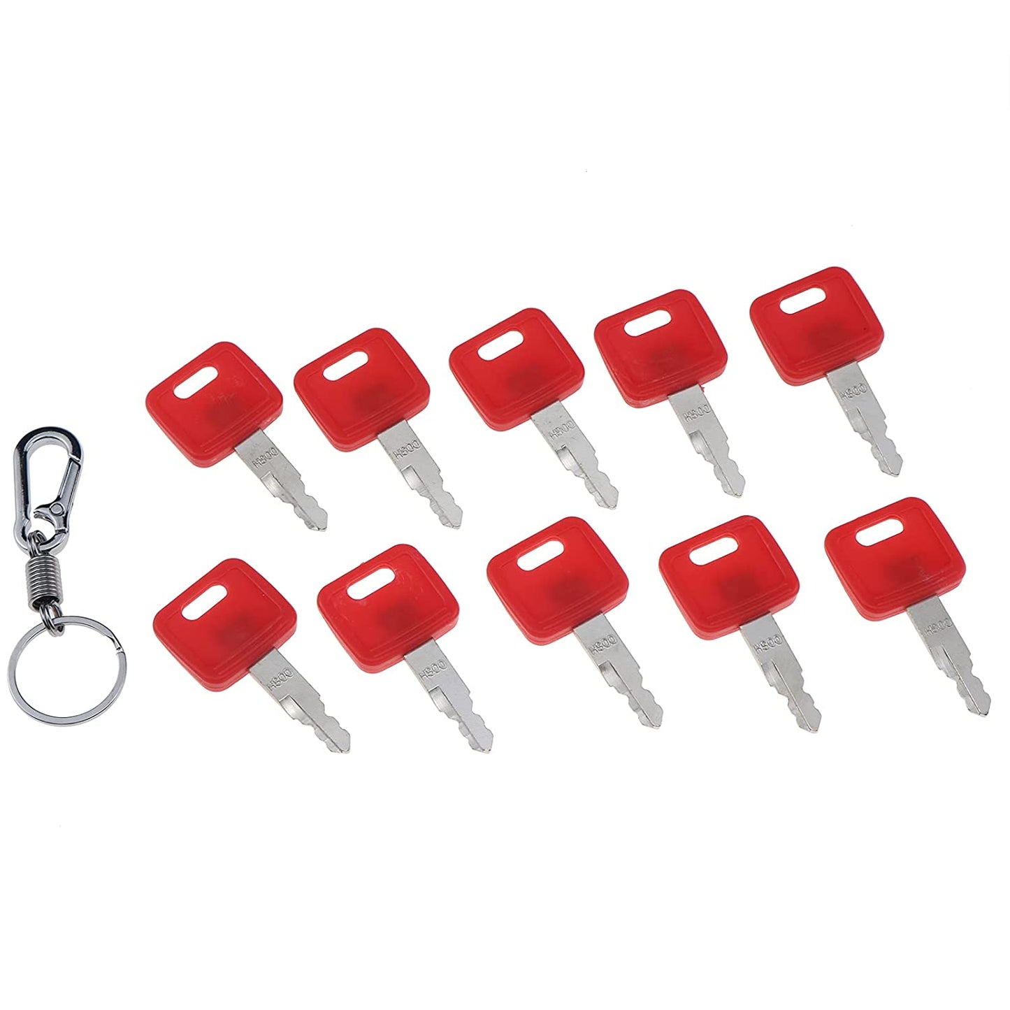 Ignition Keys with Key Chain #H800 Compatible with John Deere Excavator Case Dozer Fiat Hitachi New Holland AT194969 AT147803 4286465