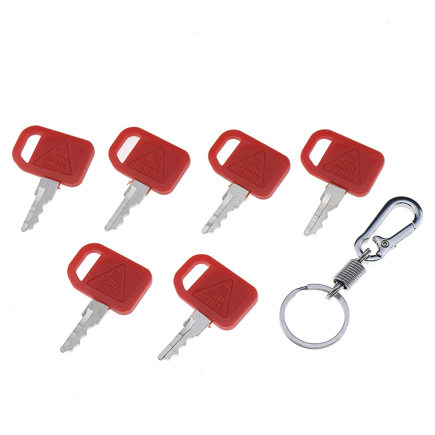 6X Ignition Keys with Key Chain #T209428 KV13427 Compatible with John Deere Skid Steer Heavy Equipment 240 250 260 270 325 328 332 318G 324E 332G and Columbia Pack Cart