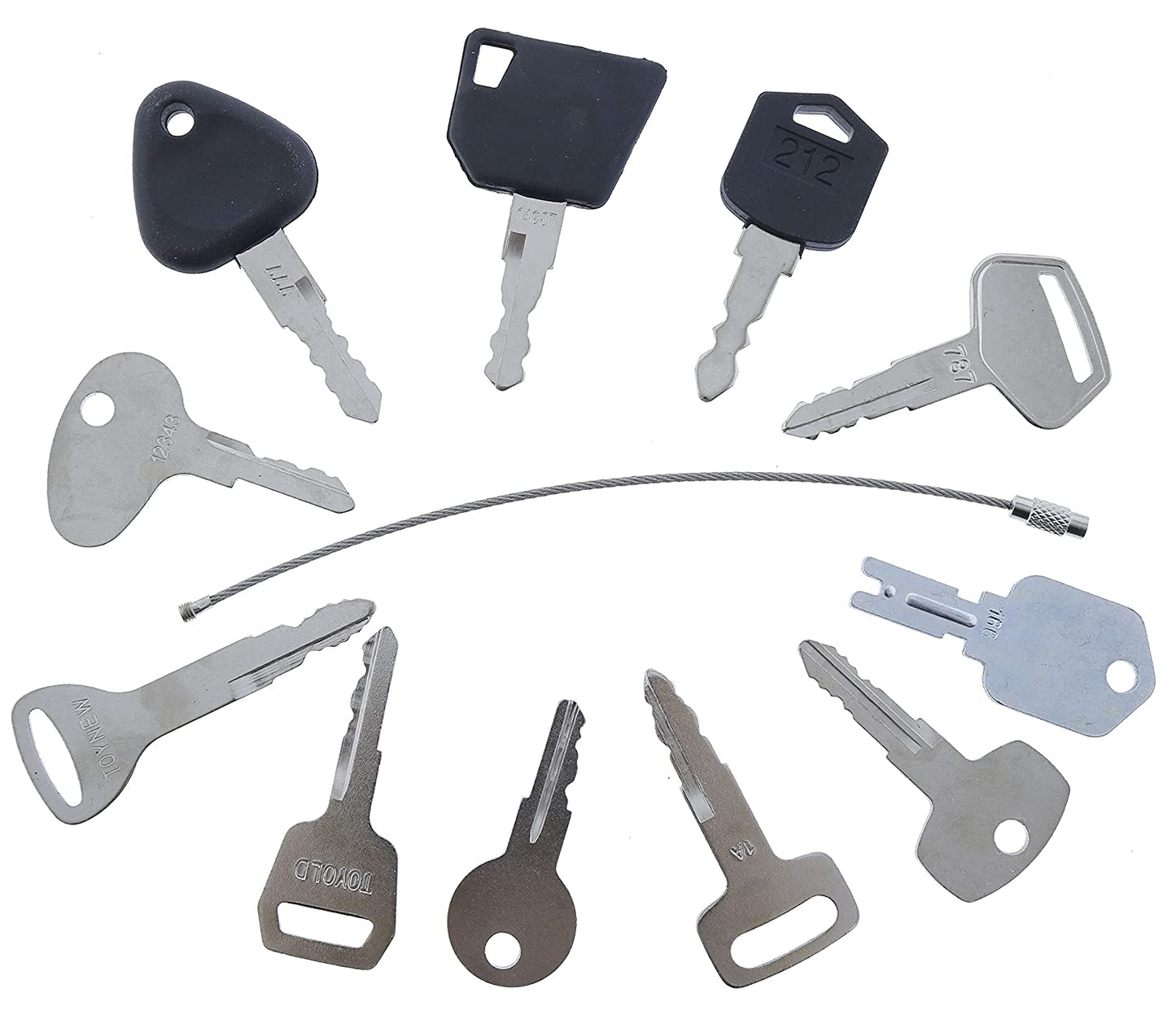 12  Set Forklift Keys Master for Yale Cat Clark Komatsu Toyota Doosan Nissan Hyster JCB Volvo Tornado Mitsubishi Forklift