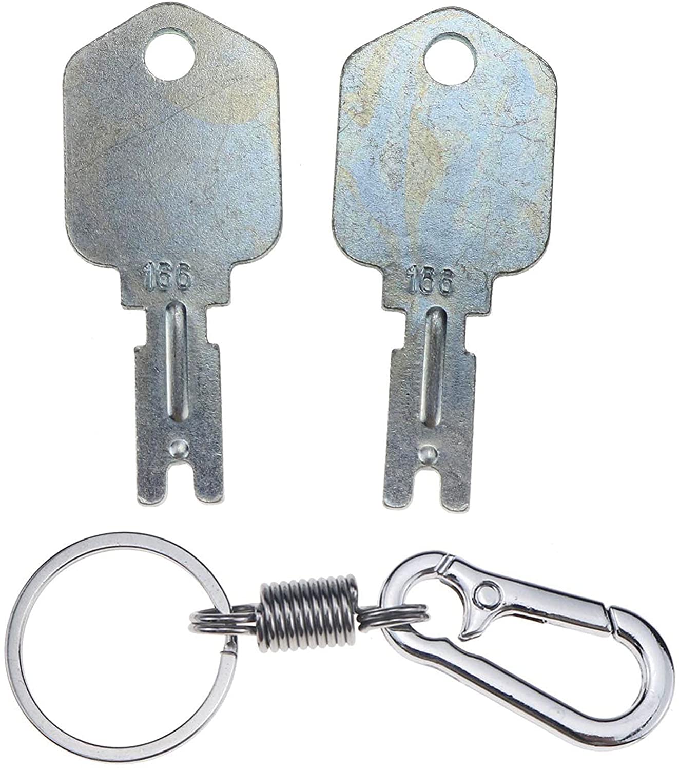 Ignition Keys #166 with Key Chain for Clark Yale Hyster Komatsu Gradall Gehl Crown 186304 51335040 A214062 1430 Hyster Forklift