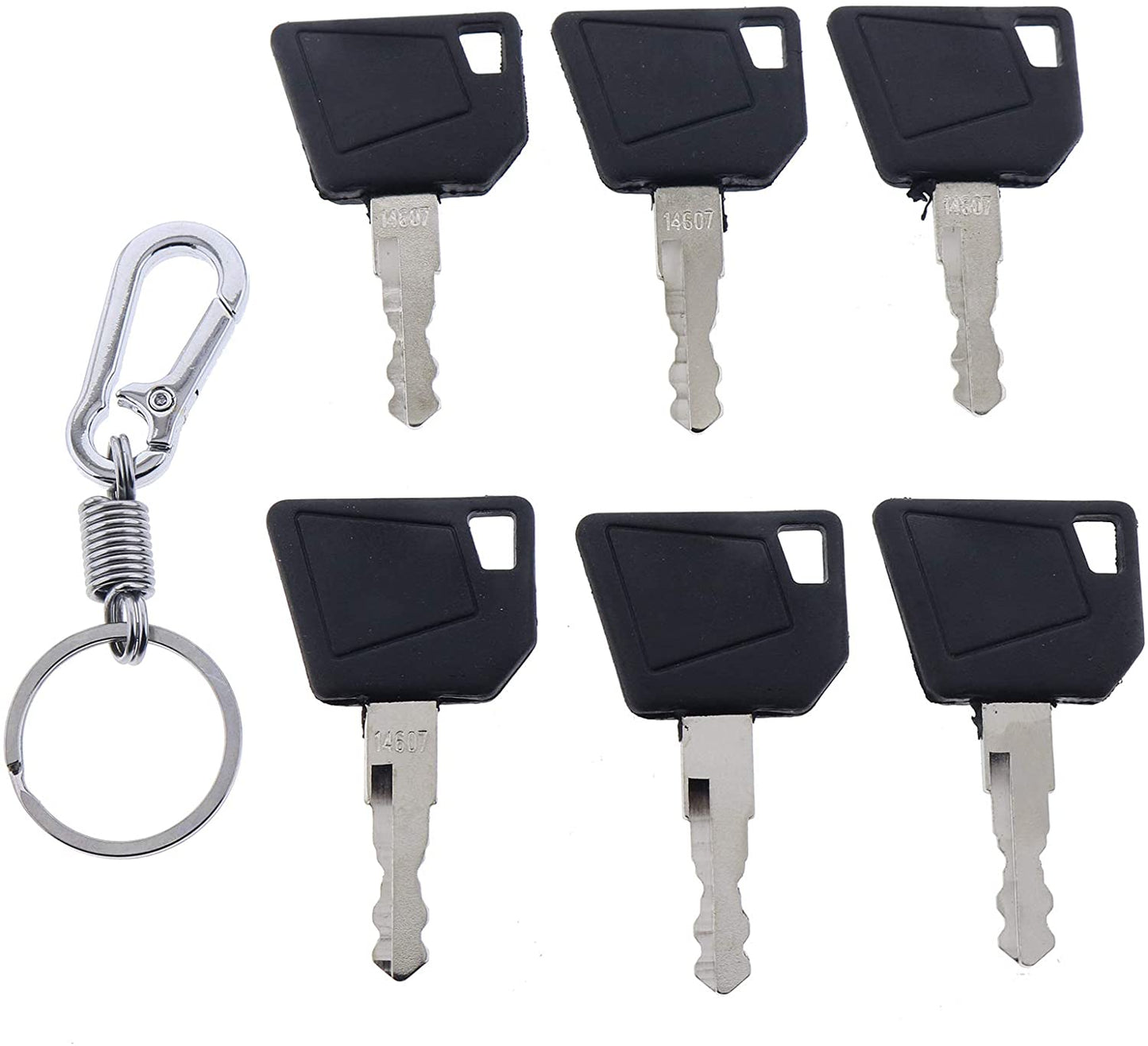 6X Ignition Keys #14607 with Key Chain 701/45501 333/Y1374 331/26790 for JCB 3CX Bomag Dynapac Terex Vibromax NH Ford Moxy Wacker Neuson Hamm Volvo Mini Excavator Bomag Cat New Holland