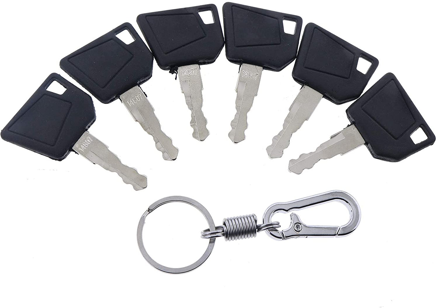 6X Ignition Keys #14607 with Key Chain 701/45501 333/Y1374 331/26790 for JCB 3CX Bomag Dynapac Terex Vibromax NH Ford Moxy Wacker Neuson Hamm Volvo Mini Excavator Bomag Cat New Holland