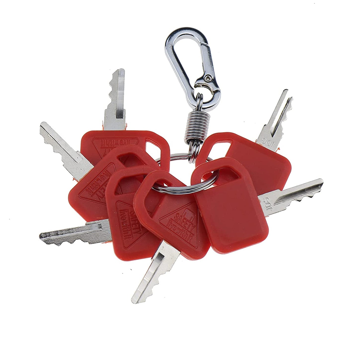 6X Ignition Keys with Key Chain #T209428 KV13427 Compatible with John Deere Skid Steer Heavy Equipment 240 250 260 270 325 328 332 318G 324E 332G and Columbia Pack Cart