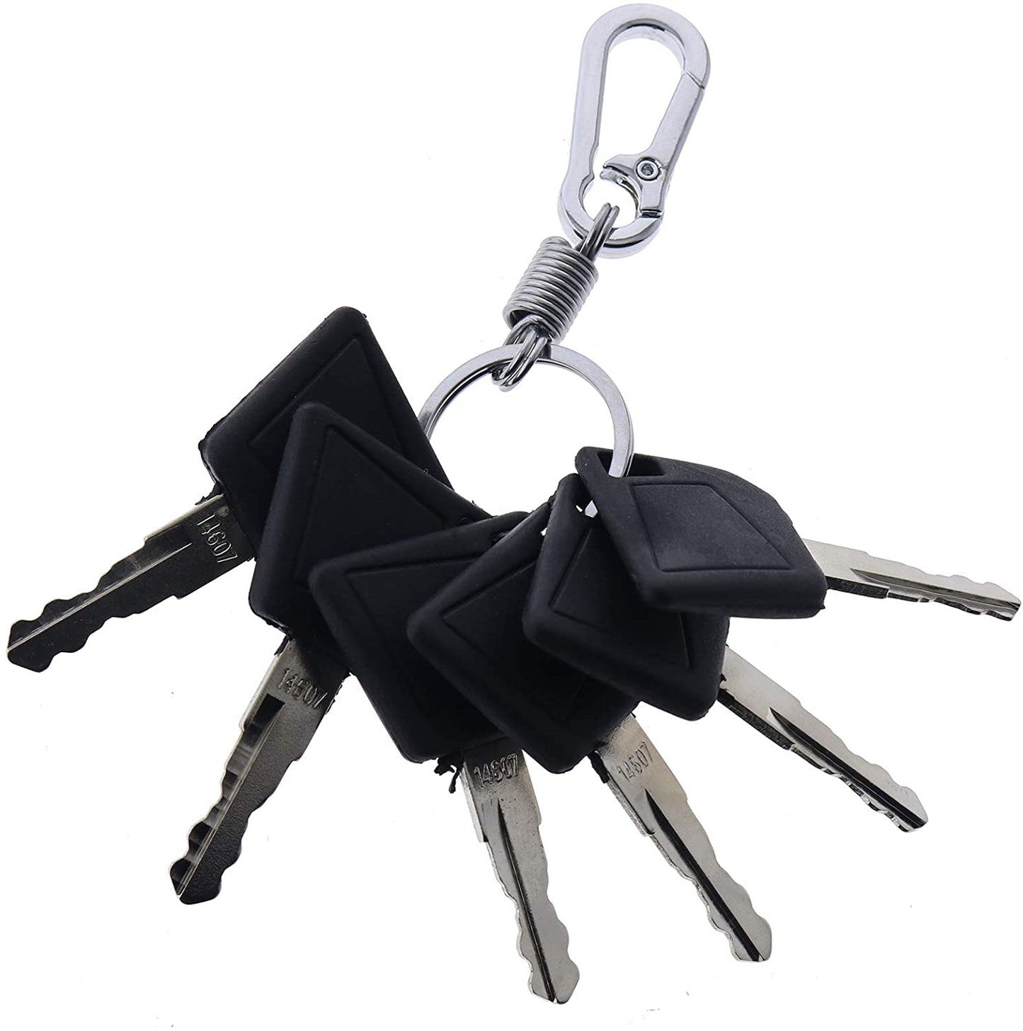 6X Ignition Keys #14607 with Key Chain 701/45501 333/Y1374 331/26790 for JCB 3CX Bomag Dynapac Terex Vibromax NH Ford Moxy Wacker Neuson Hamm Volvo Mini Excavator Bomag Cat New Holland