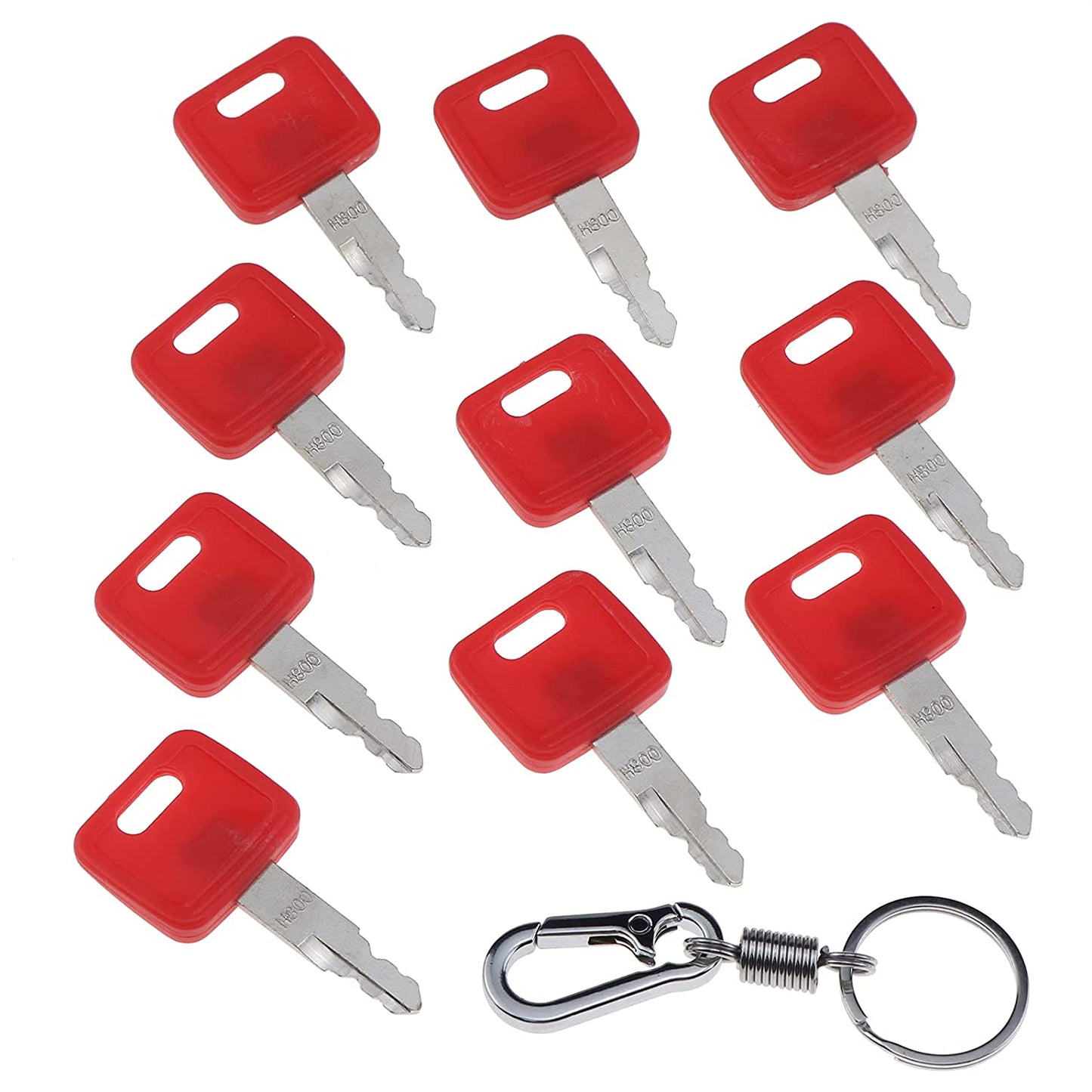 Ignition Keys with Key Chain #H800 Compatible with John Deere Excavator Case Dozer Fiat Hitachi New Holland AT194969 AT147803 4286465