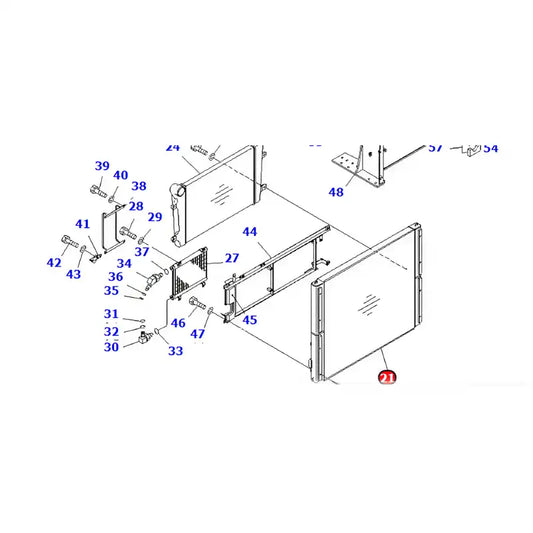 Oil Cooler 875001158 for Komatsu Bockhoeloader WB97S-2 WA140-2 WB91R-2 WB93R-2 WB150-2 WB140-2