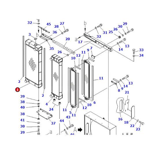 Water Tank Engine Radiator 423-03-41310 for Komatsu Wheel Loader WA380-6